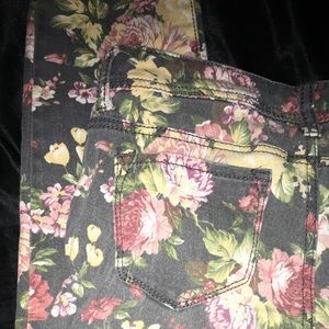 Flower printed skinny jeans